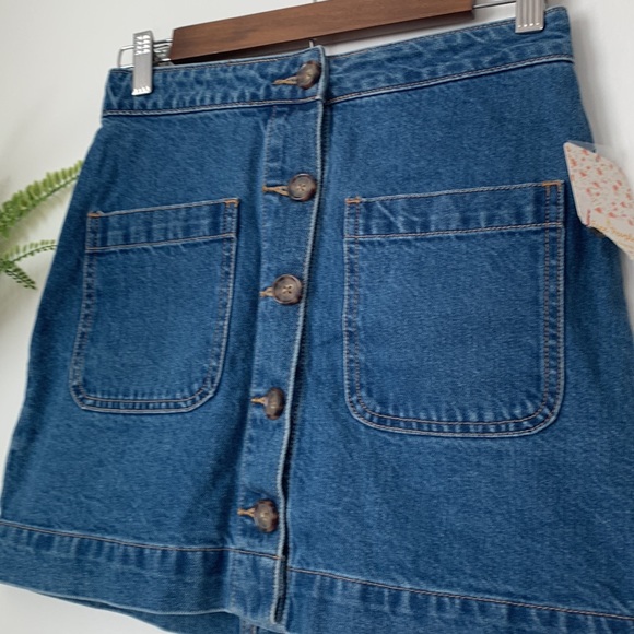 NWT Free People We The Free Super High Rise Denim Button Down Skirt - Picture 4 of 9